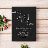 Minimale chique zwart-wit elegante bruiloft kaart