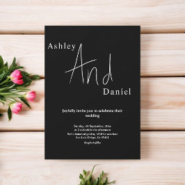 Minimale chique zwart-wit elegante bruiloft kaart