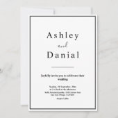 Minimale chique zwart-wit elegante bruiloft kaart (Voorkant)