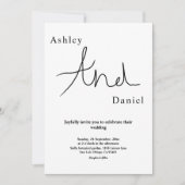 Minimale chique zwart-wit elegante bruiloft kaart (Voorkant)