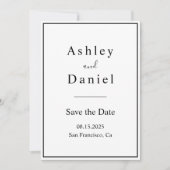 Minimale chique zwart-wit elegante bruiloft save the date (Voorkant)