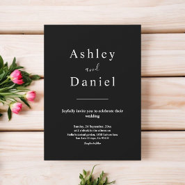 Minimale chique zwart-wit formele bruiloft kaart