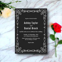 Minimale chique zwart-wit moderne bloemenbruiloft