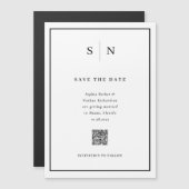 Minimale Chique Zwart-Wit QR Code Save the Date Magnetische Uitnodiging (Voorkant / Achterkant)