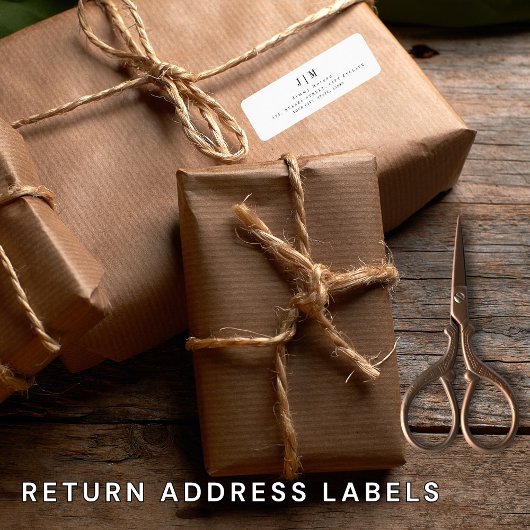 Minimale chique zwart-wit retouradres label
