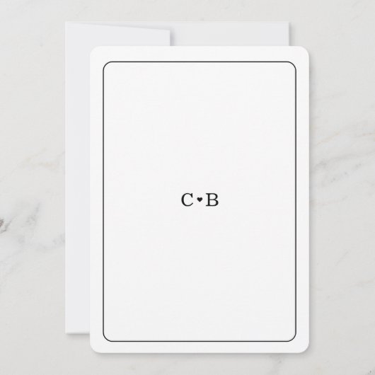 Minimale Chique Zwarte en Witte Ronde Rand Trouwda Kaart (Achterkant)