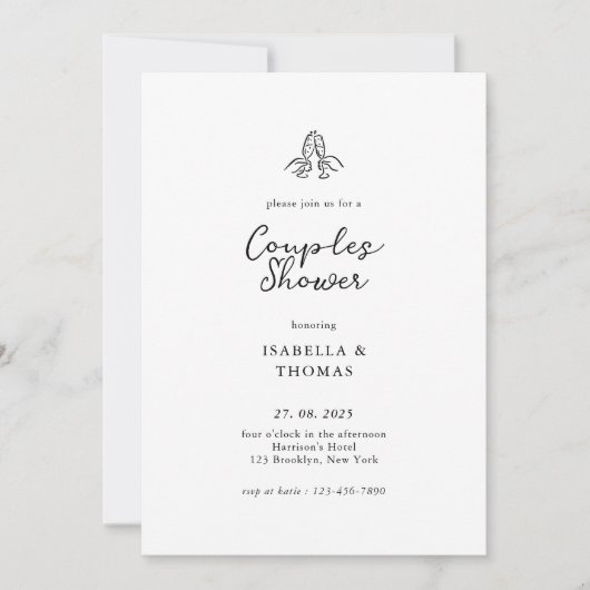 Minimale chower-uitnodiging voor paren kaart (Voorkant)