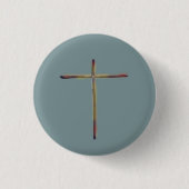 Minimale Christelijke Cross Blue Green Ronde Button 3,2 Cm (Voorkant)