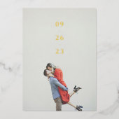 Minimale cijfers trouwkaart save the date folie uitnodiging (Voorkant)