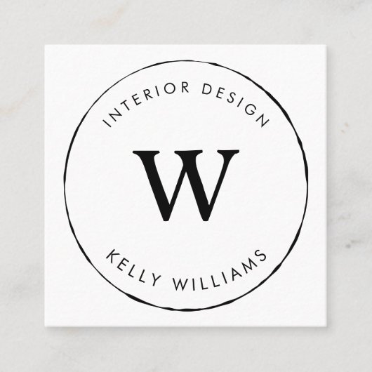 Minimale Circle Business Monogram Branding Design Vierkante Visitekaartje (Voorkant)