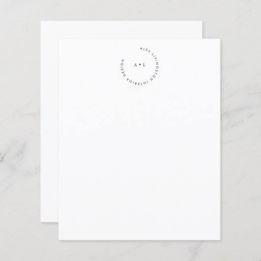 Minimale Circle Monogram Logo Business Stationery (Voorkant / Achterkant)