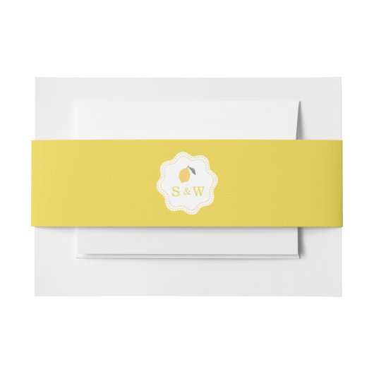 Minimale citroen Amalfi-kust monogram bruiloft Uitnodigingen Wikkel (Voorkant Voorbeeld)