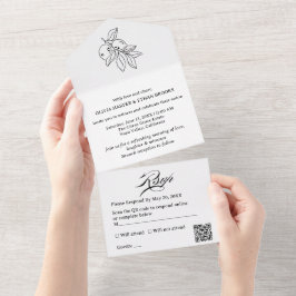 Minimale citroen citrus zomer brunch bruiloft all in one uitnodiging