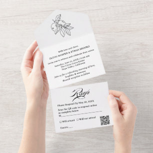 Minimale citroen citrus zomer brunch bruiloft all in one uitnodiging