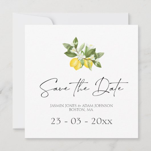 Minimale citroen groen Save the Date (Voorkant)