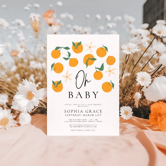 Minimale citrus Baby shower Kaart