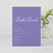 Minimale Classic Paarse & Witte Bruidsbrunch Kaart (Staand voorkant)