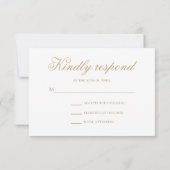 Minimale Classic Stijlvolle Gold Script Wedding RS RSVP Kaartje (Achterkant)