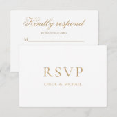 Minimale Classic Stijlvolle Gold Script Wedding RS RSVP Kaartje (Voorkant / Achterkant)