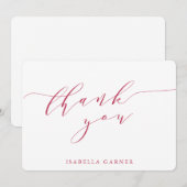 Minimale Classic White Magenta Vrijgezellenfeest A Bedankkaart (Voorkant / Achterkant)