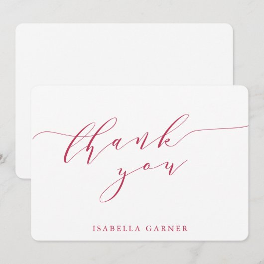 Minimale Classic White Magenta Vrijgezellenfeest A Bedankkaart (Voorkant / Achterkant)