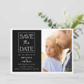 Minimale Classic Zwart Wit Bruiloft Save the Date (Staand voorkant)