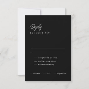 Minimale Classy Calligraphy Black Wedding RSVP Kaa Kaart