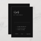 Minimale Classy Calligraphy Black Wedding RSVP Kaa Kaart (Voorkant / Achterkant)