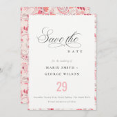 Minimale classy Modern Blush Paisley Typografie Save The Date (Voorkant / Achterkant)