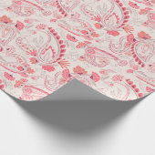 Minimale classy Modern Blush Pink Red Paisley Cadeaupapier (Hoek)