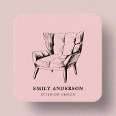 Minimale Clean Blush Roze stoel Interieurontwerper Vierkante Visitekaartje