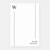 Minimale Clean Grey Lines Monogram & Naam Post-it® Notes (Voorkant)