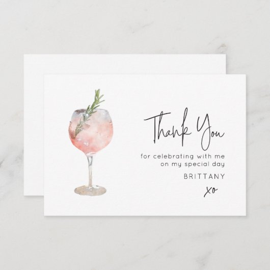 Minimale cocktail Wine Hartelijk dank Bedankkaart (Voorkant / Achterkant)