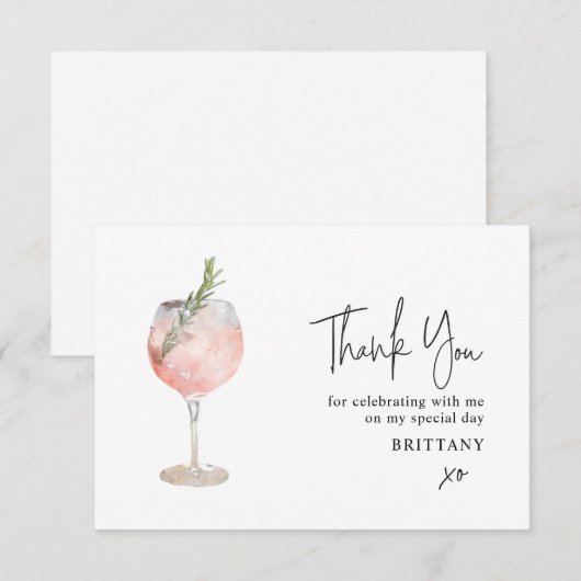 Minimale cocktail Wine Hartelijk dank Bedankkaart (Voorkant / Achterkant)