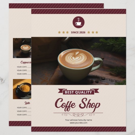 Minimale Coffee Shop Flyer Sjabloon (Voorkant / Achterkant)
