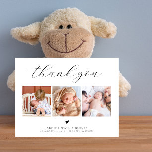 Minimale collage van 3 foto's Elegante baby shower Briefkaart