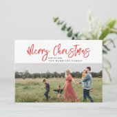 Minimale conservatieve rode kerstfoto met roodbrui feestdagenkaart (Staand voorkant)