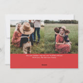 Minimale conservatieve rode kerstfoto met roodbrui feestdagenkaart (Achterkant)
