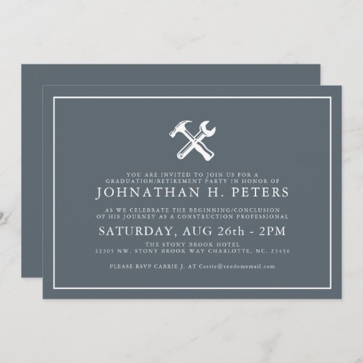 Minimale constructie Afstuderen|Uitnodiging voor p Kaart (Voorkant / Achterkant)