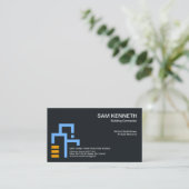 Minimale constructie van blauw bouwstenen visitekaartje (Staand voorkant)