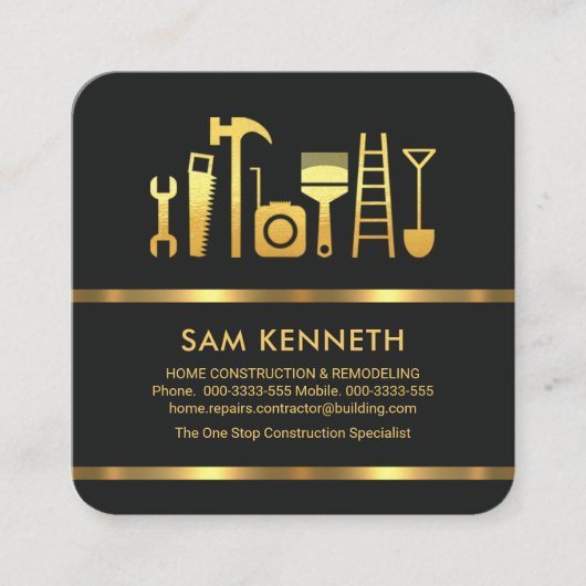 Minimale constructie van zwarte goudlijnen vierkante visitekaartje (Voorkant)