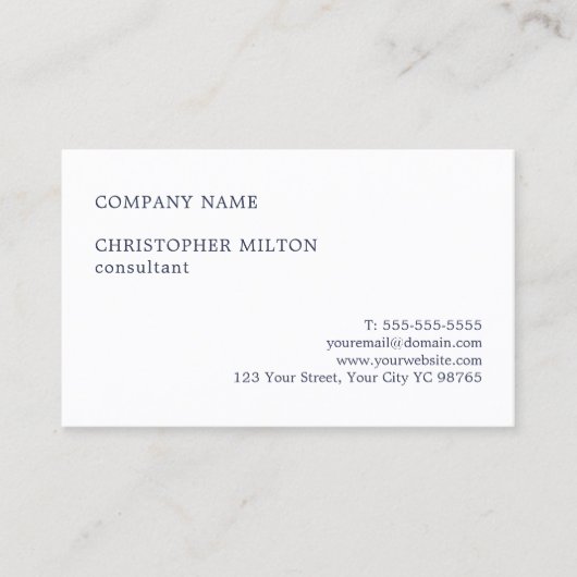 Minimale consultant voor Clean Blue White Visitekaartje (Voorkant)