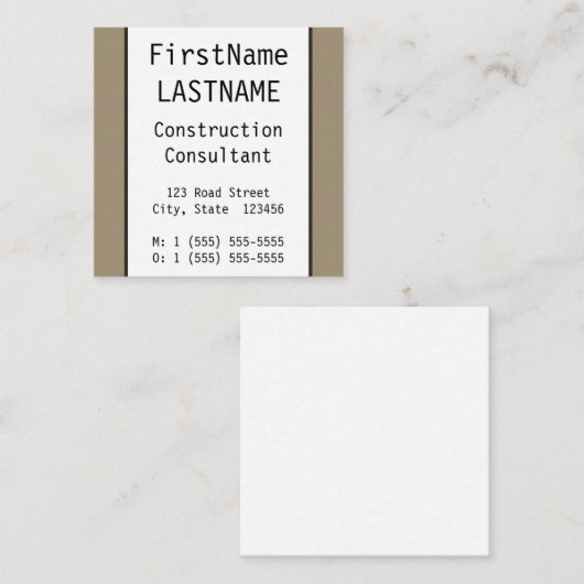 Minimale consultant voor constructies vierkante visitekaartje (Voorkant / Achterkant)