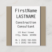 Minimale consultant voor constructies vierkante visitekaartje (Voorkant)