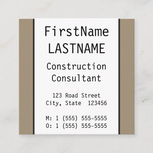 Minimale consultant voor constructies vierkante visitekaartje (Voorkant)