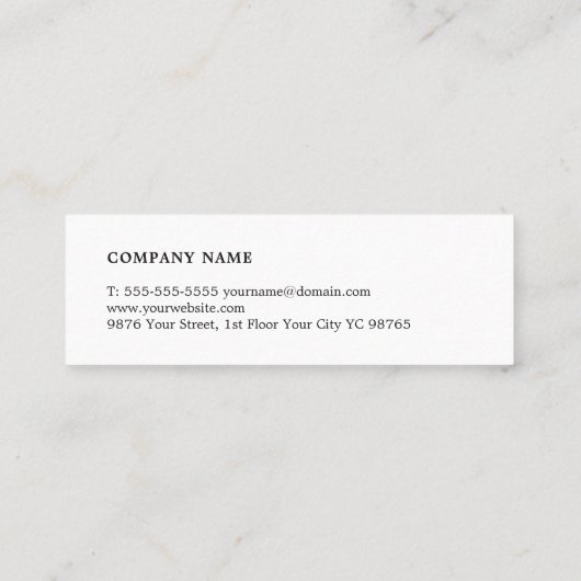 Minimale consultant voor Elegant Black en White Mini Visitekaartje (Achterkant)