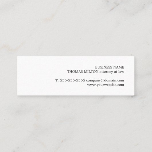 Minimale consultant voor Elegant Clean Attorney Mini Visitekaartje (Achterkant)