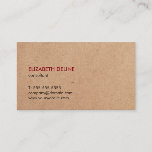 Minimale consultant voor elegante PRINTED Kraft Pa Visitekaartje (Voorkant)