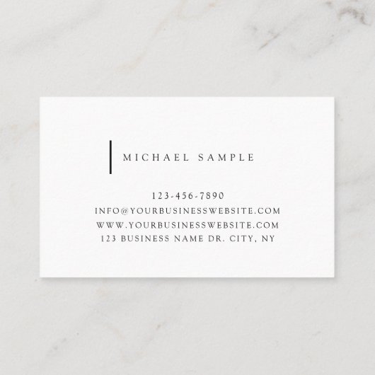 Minimale consultatie van het bedrijf Modern Typogr Visitekaartje (Achterkant)