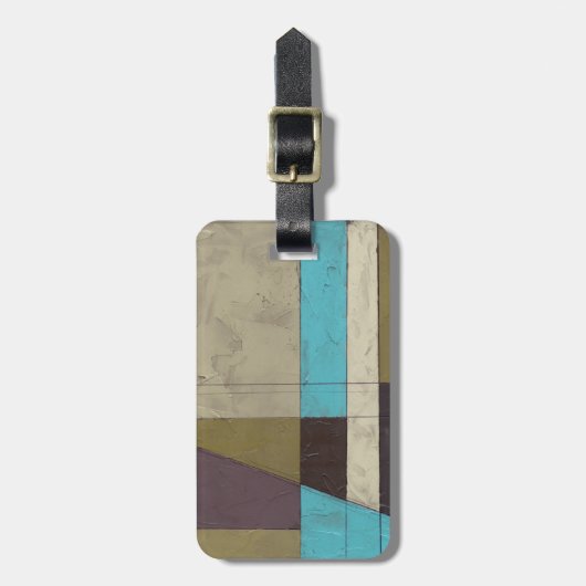 Minimale contemporay-schildering met diepe kleur bagagelabel (Voorkant verticaal)